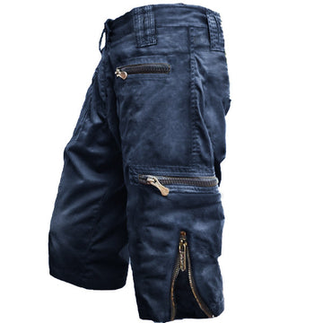 Men's Vintage Print Zip Cargo Shorts